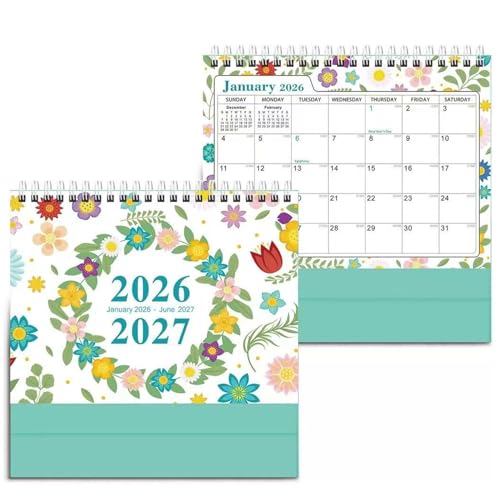 Small Desk Calendar 2026 mini office desktop calendar & Chore Chart for Desktop/Wall Monthly Calendar for Home School or Office Schedules (green leaves)