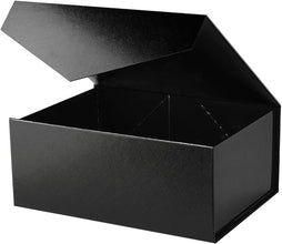 Gift Box with Lid, Collapsible Bridesmaid Proposal Box with Magnetic, Sturdy Storage Box for Birthdays, Weddings, Father's Day, Christmas(Black,35 x 23 x 10,13.7 x 9 x 3.9 inches)