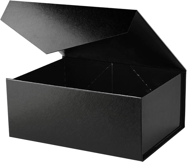 Gift Box with Lid, Collapsible Bridesmaid Proposal Box with Magnetic, Sturdy Storage Box for Birthdays, Weddings, Father's Day, Christmas(Black,35 x 23 x 10,13.7 x 9 x 3.9 inches)