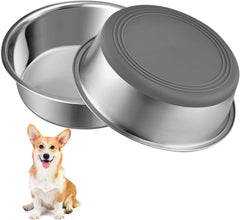 Heavy Duty Stainless Steel Dog Bowl Set Dog Food Dish - Rust Resistant, Food Grade, Non-Slip, Quiet and Stable for Cats and Dogs, Suitable for Dry and Wet Foods, Grey (0.5 litre Each, Set of 2)