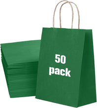 50 Pack Large Rose Red Paper Gift Bags with Handles, Parties Retail Rose Red Paper Bags Bulk Rose Red Craft Bags Rose Red Gift Bags with Handles, 26x12x32cm, 10.2