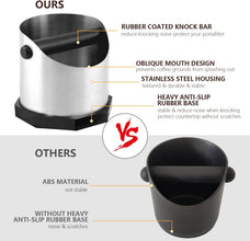 Espresso Knock Box Stainless Steel Espresso Grounds Knock Box With Removable Rubber Knock Bar, Anti-Splash Design,Dishwasher Safe Stainless Steel Used Coffee Grounds Container Disposal, Silver, 1600ml