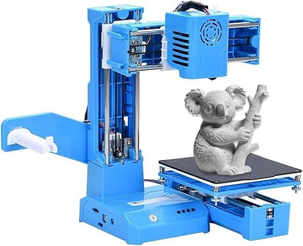Mini 3D Printer Desktop Printing Machine - DIY 3D Printers - 100x100x100mm Print Size Removable Platform One-Key Printing with TF Card PLA Sample Filament for Beginners Household Education (Blue)