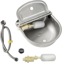 Automatic Livestock Waterer Durable Plastic Bowl Easy-Clean Drain Hole,Horse Trough Self Filling Dog Water Bowl with 2 Float Valve 59 inch Stainless Pipe for Dogs Horses Goats Pigs