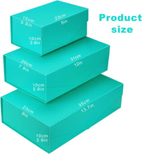 Gift Box with Lid, Collapsible Bridesmaid Proposal Box with Magnetic, Sturdy Storage Box for Birthdays, Weddings, Father's Day, Christmas(turquoise,31 x 20 x 10,12 x 7.9 x 3.9 inches)