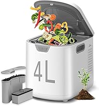 4L Electric Composter for Kitchen Smart Kitchen Waste Compost Bin Odorless/Auto-Cleaning/Intelligent LED Display, Food Composter for Home, Food Waste Compost Machine (white02)