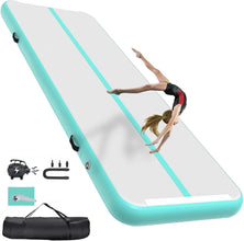 Inflatable Air Gymnastics Mat Training Mats with Pump - 4 inches Thickness Inflatable Tumble Gymnastics Tracks for Home & Gym Use Training Cheerleading Yoga Water