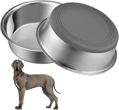 Heavy Duty Stainless Steel Dog Bowl Set Dog Food Dish - Rust Resistant, Food Grade, Non-Slip, Quiet and Stable for Cats and Dogs, Suitable for Dry and Wet Foods, Grey (0.5 litre Each, Set of 2)