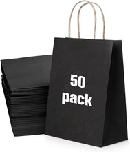 50 Pack Large Green Paper Gift Bags with Handles, for Retail, Birthdays, Holidays, Bulk Green Gift Bags, Green Paper Shopping Bags, 26x12x32cm, 10.2