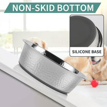 Heavy-Duty Hammered Metal Dog Bowls - BPA-Free, Non-Slip Rubber Base, Dishwasher Safe Stainless Steel Dog Food Bowl Set for Small to Medium Dogs Bowls Set Medium Sized Dog (0.9 Litre Each, Set of 2)