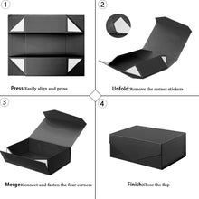 Gift Box with Lid, Collapsible Bridesmaid Proposal Box with Magnetic, Sturdy Storage Box for Birthdays, Weddings, Father's Day, Christmas(Black,35 x 23 x 10,13.7 x 9 x 3.9 inches)