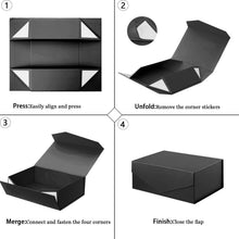 Gift Box with Lid, Collapsible Bridesmaid Proposal Box with Magnetic, Sturdy Storage Box for Birthdays, Weddings, Father's Day, Christmas(Black,35 x 23 x 10,13.7 x 9 x 3.9 inches)