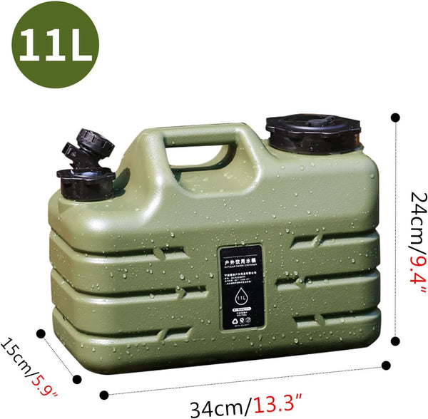 11L/3 gallon Portable Camping Water Container with Spigot No Leakage BPA Free Durable Water Storage Containers for Outdoor Hiking Picnics Water Jug Camping Military Green Emergency Water Jug Tank