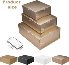 Gift Box with Lid, Collapsible Bridesmaid Proposal Box with Magnetic, Sturdy Storage Box for Birthdays, Weddings, Father's Day, Christmas (Rose Gold, 20 x 18 x 8cm,8 x 7.1 x 3.2 inchs)
