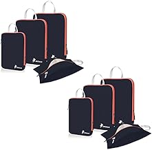 Compression Packing Cubes for Suitcase (black orange 8pcs)