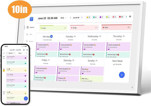 Digital Calendar 10.1inch Smart calendar & Full HD Chore Chart & Electronic Chart for Home, Smart WIFI Touchscreen Interactive Display for Family Schedules, Wall-Mounted (White, 10.1inch)