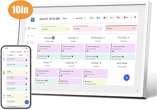 Digital Calendar 10.1inch Smart calendar & Full HD Chore Chart & Electronic Chart for Home, Smart WIFI Touchscreen Interactive Display for Family Schedules, Wall-Mounted (White, 10.1inch)