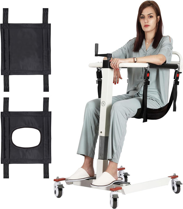 Patient Lift Transfer Chair, Patient Lift for Home Portable car Lift Transfer Lift Wheelchair, Transfer Lift Aid for Elderly/Disabled, Bedside Commode Transport Chair (white)