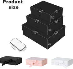 5Pcs Luxury Black Gift Box with Ribbon, Magnetic Closure Box Keepsake Gift Boxes for Presents Cute Box Bridesmaid Boxes for Proposal, Birthday Box, Black Gift Bag (Black, 33x27x12, 5PCS)