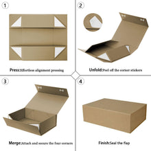 Gift Box with Lid, Collapsible Bridesmaid Proposal Box with Magnetic, Sturdy Storage Box for Birthdays, Weddings, Father's Day, Christmas (Kraft, 33 x 25.3 x 12.3cm, 13 x 10 x 4.8 inchs)