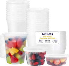 60-Pack 8 oz Deli Containers With Lids 8 Oz Plastic Containers With Leak-Proof Lids Bpa-Free, Microwave, Freezer & Dishwasher-Safe | Stackable, Meal Prep Containers For Fresh & Secure Food Storage