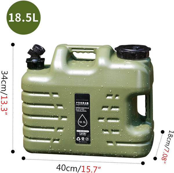 18.5L/4.9 Gal Camping Water Container with Spigot Water Jug for Camping Large Capacity No-Leak Design, BPA Free Military Green Portable Water Tank Camping Hiking Emergency Preparedness Waterport