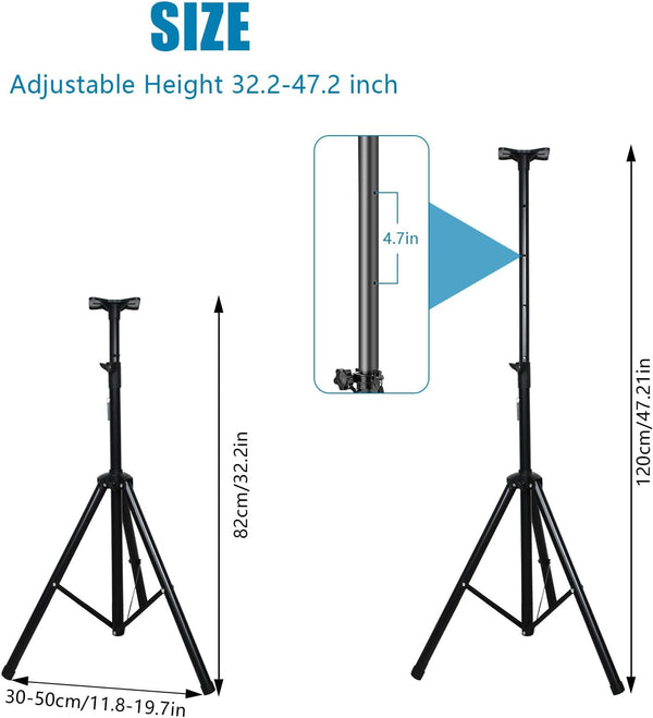 Height Adjustable Universal Dual Speaker Stand Set Studio Monitor Stands Speaker Tripod Design 35mm Compatible Secure Locking Sturdy Metal Construction Tension Locking for Stability(2Pcs,82-120CM)