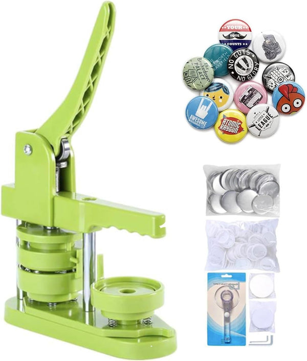 Button Maker Machine 58mm -Installation-Free DIY Photos Pin Badge Button Maker Press Machine Badge Punch Press with Free Badge Parts&Pictures&Circle Cutter (green-58mm)