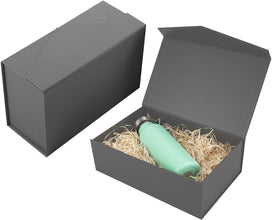 Gift Box with Lid, Collapsible Bridesmaid Proposal Box with Magnetic, Sturdy Storage Box for Birthdays, Weddings, Father's Day, Christmas(Black,31 x 20 x 10,12 x 7.9 x 3.9 inches)