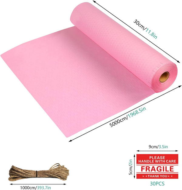 Honeycomb Packing Wrap Pink for Recyclable Alternative to Bubble Wrap Packing Paper Roll Packing Materials for Moving - Shock Absorbing, Protecting Fragile Items,Pink, 11.8x1968", 30CM x 50M