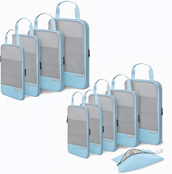 Compression Packing Cubes for Suitcase (blue grid 10 pcs)