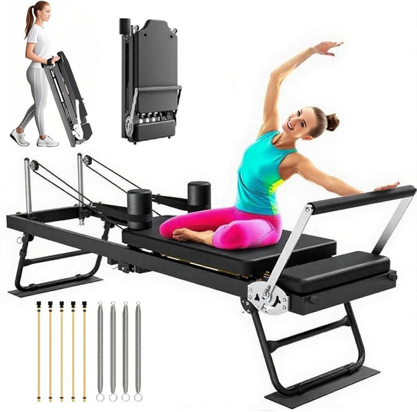 Pilates Reformer Foldable Reformer Pilates Machine & Equipment for Home Use and Gym Workout Suitable for Advanced and Beginners Users, Up to 400 lbs Weight Capacity