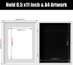 Kids Artwork Frames Changeable High Capacity Front-Opening Display Stores 100 A4 Paintings Multi-Functional Table & Wall Mount Magnetic Easy Access Art Frame for Kids Artwork(White,1Pcs,13 X 9.7inch)