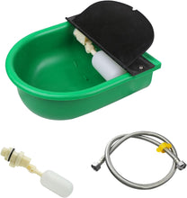 Automatic Livestock Waterer Durable Plastic Bowl Easy-Clean Drain Hole,Horse Trough Self Filling Dog Water Bowl with 2 Float Valve 59 inch Stainless Pipe for Dogs Horses Goats Pigs