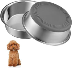 Hammered Finish Stainless Steel Dog Food Bowls Set - Non-Slip, Rust Resistant, Food Grade, Large Dog Food Steel Dog Bowls Set Large Sized Dog for Medium to Large Dogs (1.75 Litre Each, Set of 2)