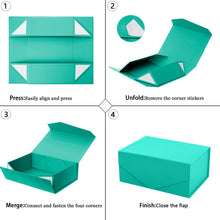 Gift Box with Lid, Collapsible Bridesmaid Proposal Box with Magnetic, Sturdy Storage Box for Birthdays, Weddings, Father's Day, Christmas(turquoise,31 x 20 x 10,12 x 7.9 x 3.9 inches)