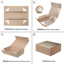 Gift Box with Lid, Collapsible Bridesmaid Proposal Box with Magnetic, Sturdy Storage Box for Birthdays, Weddings, Father's Day, Christmas (Rose Gold, 20 x 18 x 8cm,8 x 7.1 x 3.2 inchs)