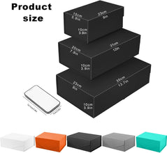 Gift Box with Lid, Collapsible Bridesmaid Proposal Box with Magnetic, Sturdy Storage Box for Birthdays, Weddings, Father's Day, Christmas(Black,31 x 20 x 10,12 x 7.9 x 3.9 inches)