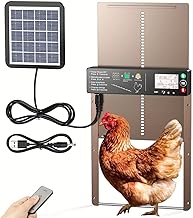 Automatic Chicken Coop Door Solar Powered with Timer Anti-Pinch Design Light Sensor Setting Remote Control Electric Duck Coop Door Solar Panel USB to DC Cable Various (brown01)