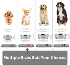 Heavy-Duty Hammered Metal Dog Bowls - BPA-Free, Non-Slip Rubber Base, Dishwasher Safe Stainless Steel Dog Food Bowl Set for Small to Medium Dogs Bowls Set Medium Sized Dog (0.9 Litre Each, Set of 2)