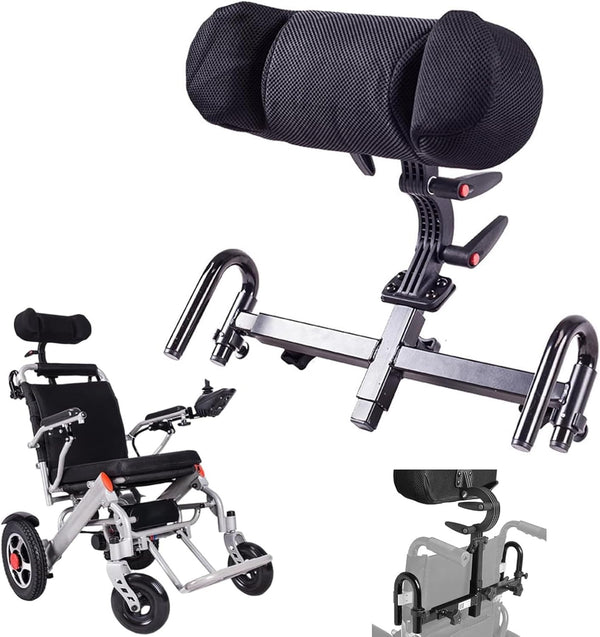 Wheelchair Headrest Adjustable Breathable Wheelchairs Neck Support Head Pillow Portable Seat Back Cushion Pillow Head Padding Wheelchair Headrest Backrest for Universal Lightweight Wheelchairs (black)