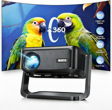 Mini Projector with WiFi and Bluetooth【Electric Focus/Auto Keystone】 Portable Bluetooth Projector, 1080P Support Movie - Auto Focus Rotatable Movie Phone Projector with 360° Adjustable Stand (Black)