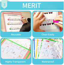 Dry Erase Pockets Reusable Sleeves 20 Pcs of Dry Erase Pocket Sleeves Heavy Duty Clear Sheet Protectors for Classroom - 10