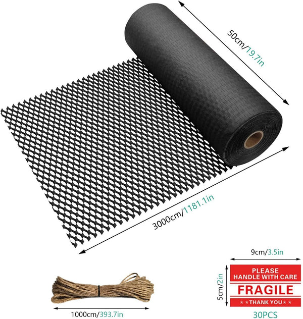 Black Honeycomb Packaging Wrap with Jute Twine and Fragile Stickers Moving Packaging Filler Black Packing Paper for Safe Moving and Storage, Honeycomb Paper Roll Black, 19.7"x1181", 50CMx30M
