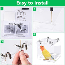 Acrylic Hanging Bird Bath for Cage Bird Bath for Inside Cage Parrot Bath for Cage Hanging Bird Bath Cube Bird Bathtub Bath No-Leak Shower Box Cage Accessory, Dual Water and Sand Washing,11x13x13cm