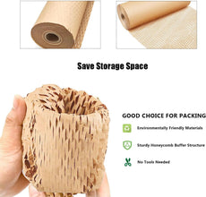 Honeycomb Packing Paper Durable Cushioning Material for Moving Shipping Fragile Items Fully Recyclable Kitchen Packing Supplies for Moving Wrap Packing Material,Brown,14.9x1181