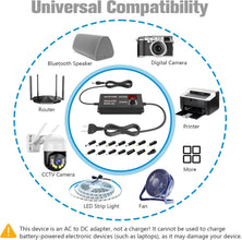 72W Variable Power Supply Adapter 3V-24V 3A 72W Universal Power Supply 3V 5V 6V 9V 12V 15V 18V 20V 24V Variable Universal AC/DC Adapter 100V-240V AC to DC Converter with 14 Tips, Overload Protection