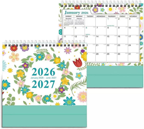 Small Desk Calendar 2026 mini office desktop calendar & Chore Chart for Desktop/Wall Monthly Calendar for Home School or Office Schedules (green white)