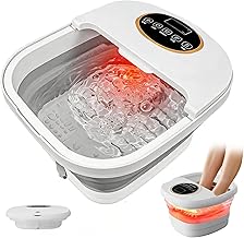 Collapsible Foot Spa Machine with Heat Foot Spa Bath Touch Screen, Heat-Maintaining, Massage Rollers, Bubble Massage, Foot Pedicure Kit, Pedicure Foot Spa Bath Massager (pearl white)