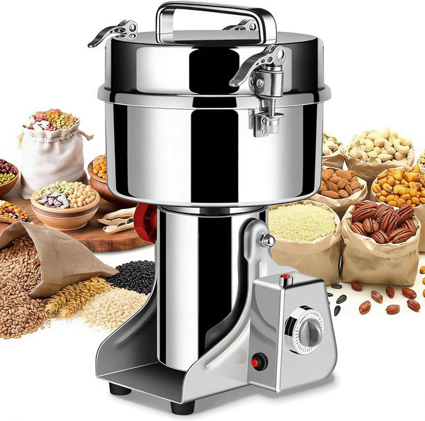 Electric Grain Mill Grinder 2500g High Speed Food Grain Mill Stainless Steel Seeds Flour Nut Pill Wheat Corn Herbs Spices & Seasonings Dry Grinder Electric Machine for Kitchen (2500g Swing Type02)